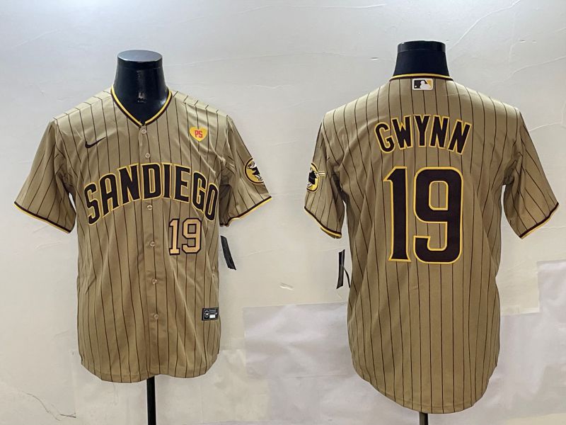 Men San Diego Padres 19 Gwynn Brown Stripe Game 2025 Nike MLB Jersey style 13